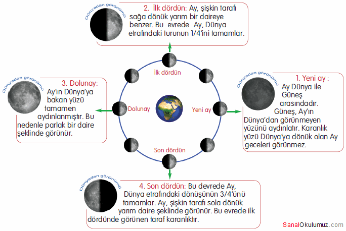 Evreleri - Dünya güneş ve ay